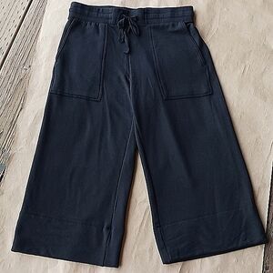 Quince SuperSoft Fleece Wide Leg Pants Black Pants Medium